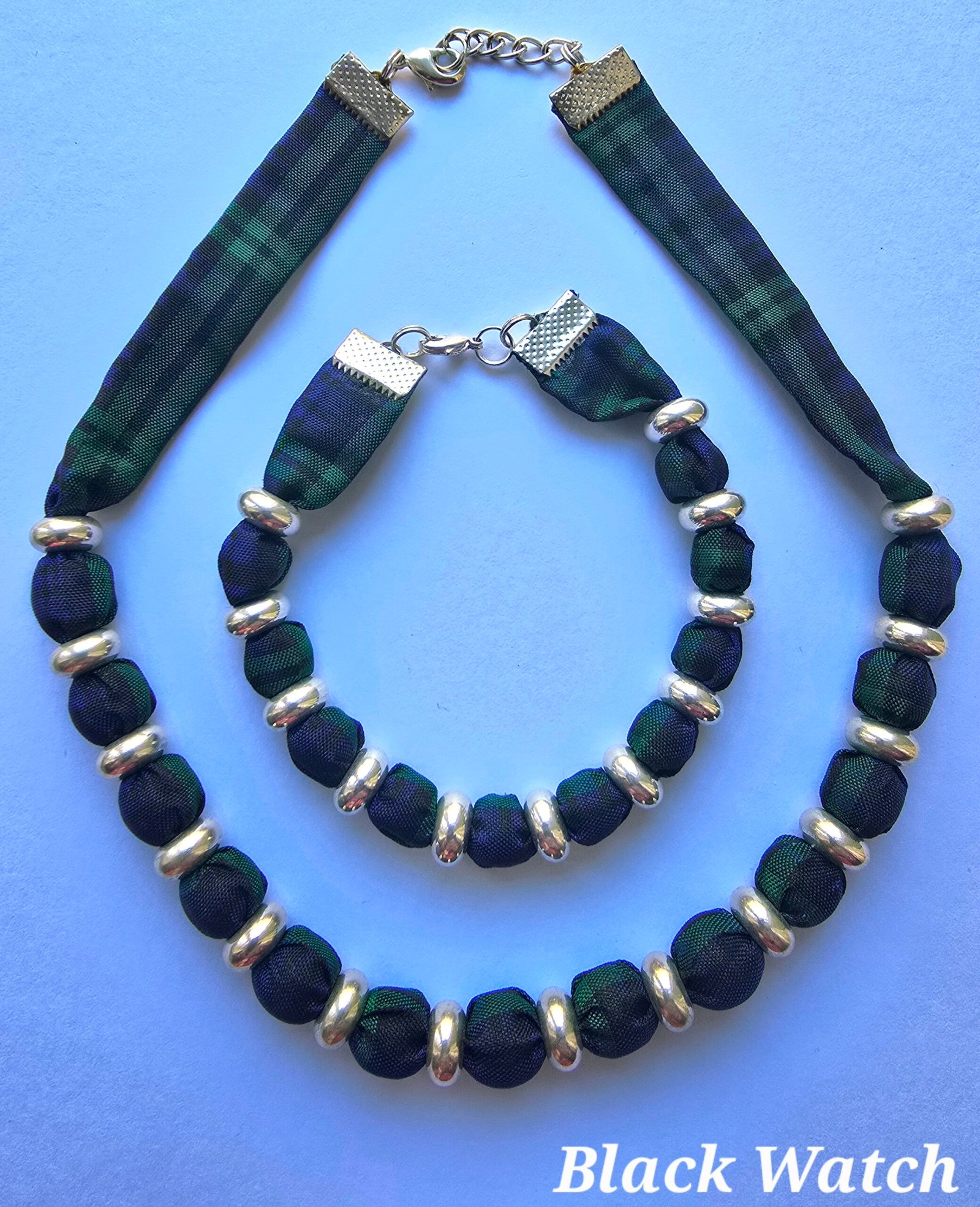 Tartan and Bead Long 3-in-1 Necklace