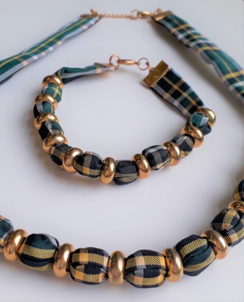 Irish National Tartan Bracelet & Necklace Set