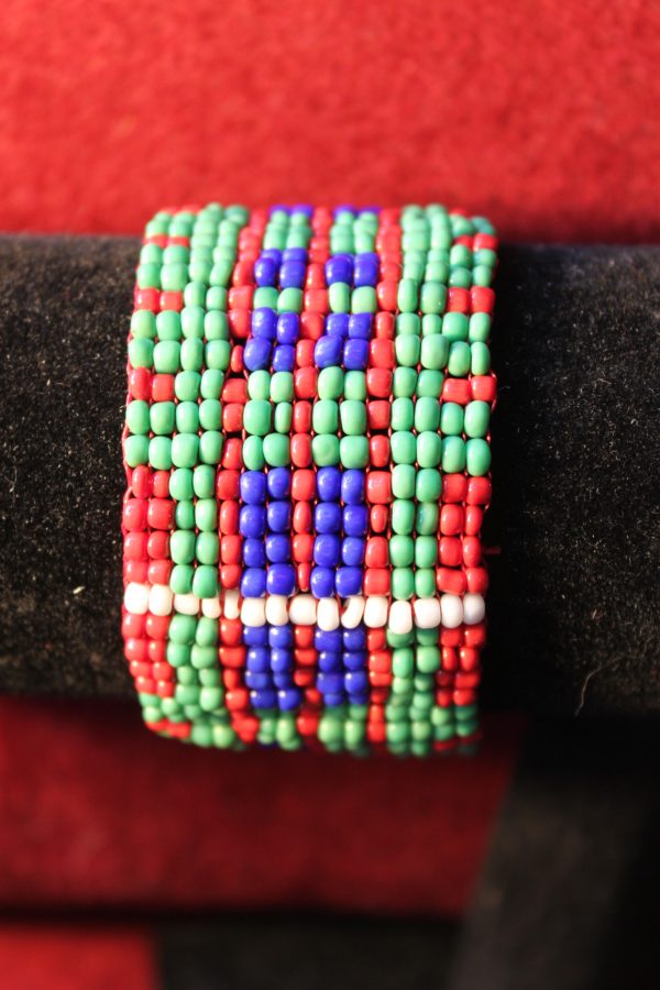 McDonald Beaded cuff bracelet with silver clasp