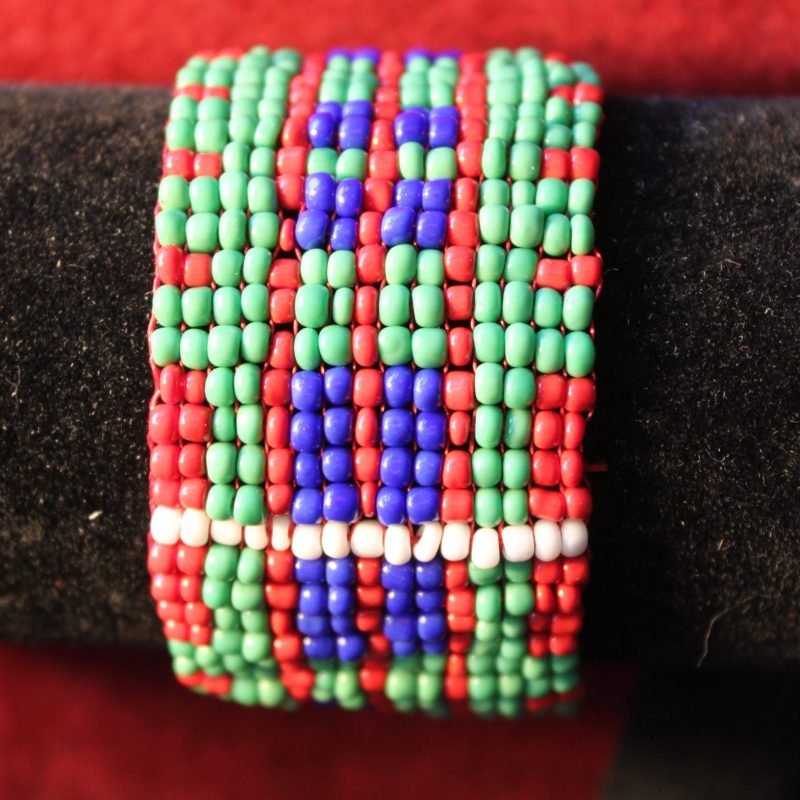 McDonald Beaded cuff bracelet with silver clasp