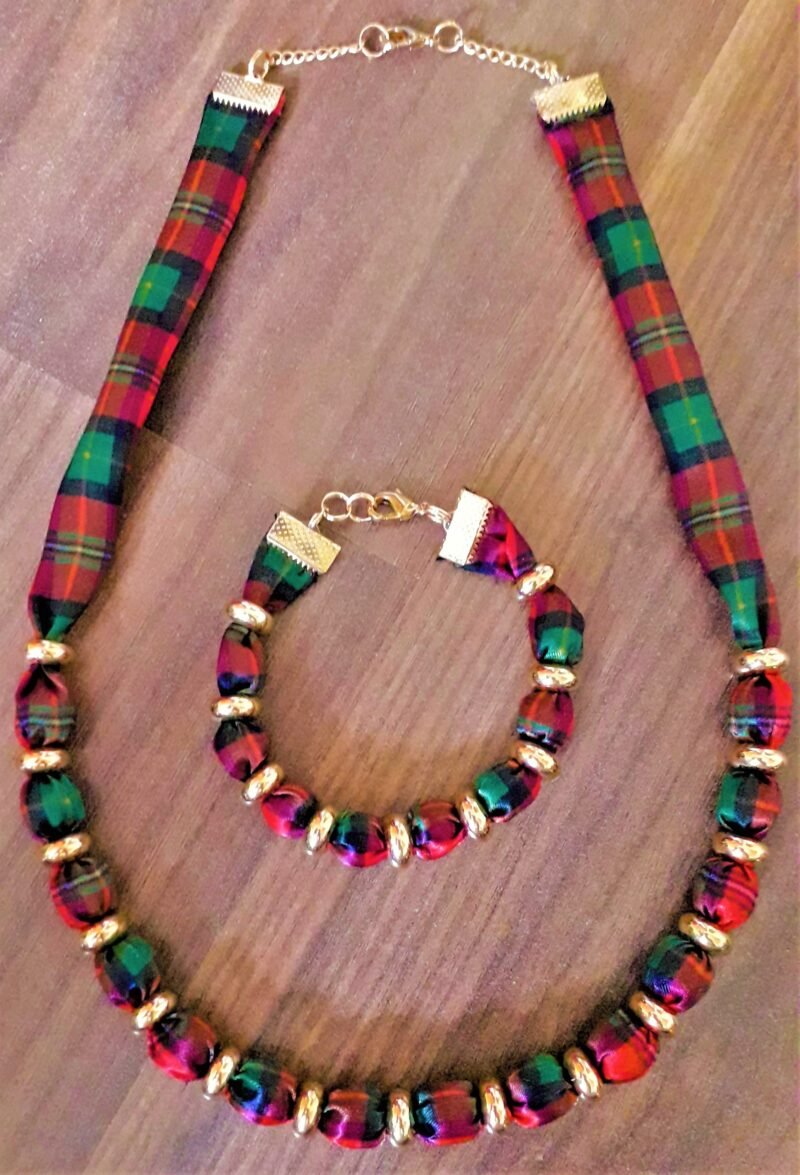 Boyd Modern Tartan Glossy Finish Bracelet & Necklace Set