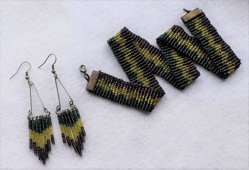 Mardi Gras Beaded Choker with Matching Earrings