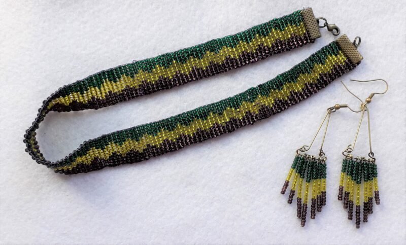 Mardi Gras Beaded Choker with Matching Earrings