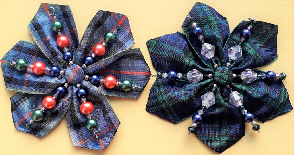 Tartan Snowflake Christmas Tree Ornaments