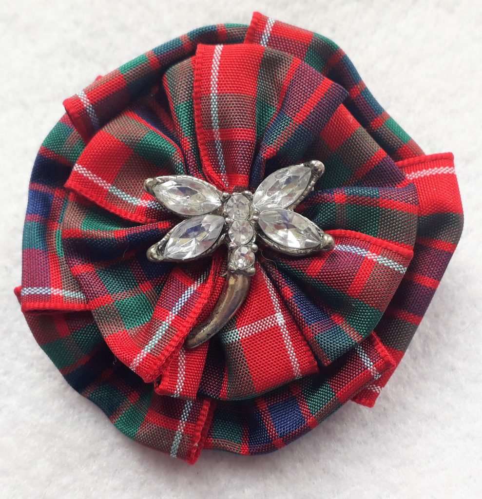Fraser Rosette Brooch with Vintage Dragonfly - SOLD