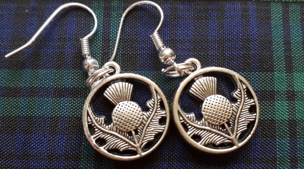 Silver Scottish Thistle Earrings with your choice of tartan inlay.