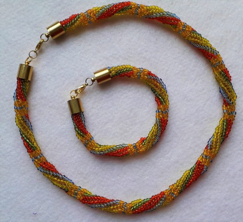 Beaded Bracelet & Necklace Set - Various Colours