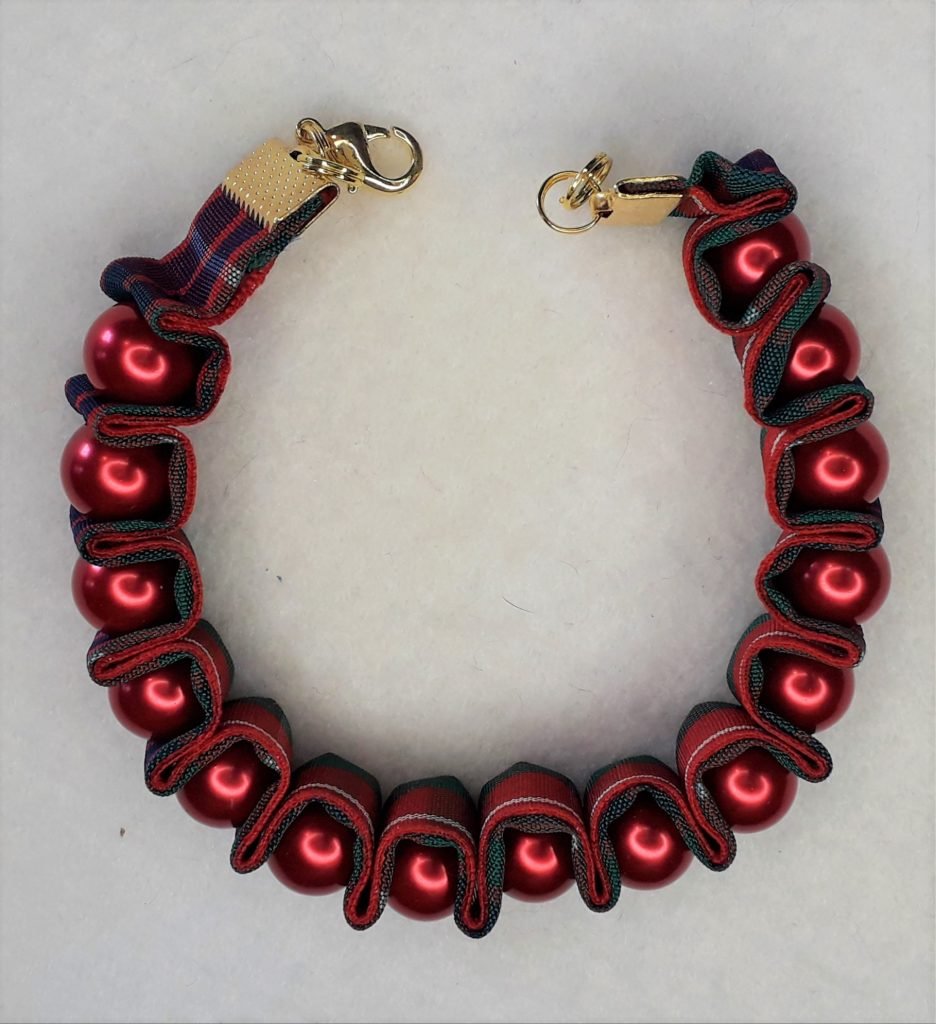Fraser Tartan and Bead Bracelet