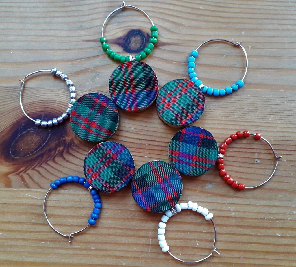 Set of Six Tartan Wine Glass Charms