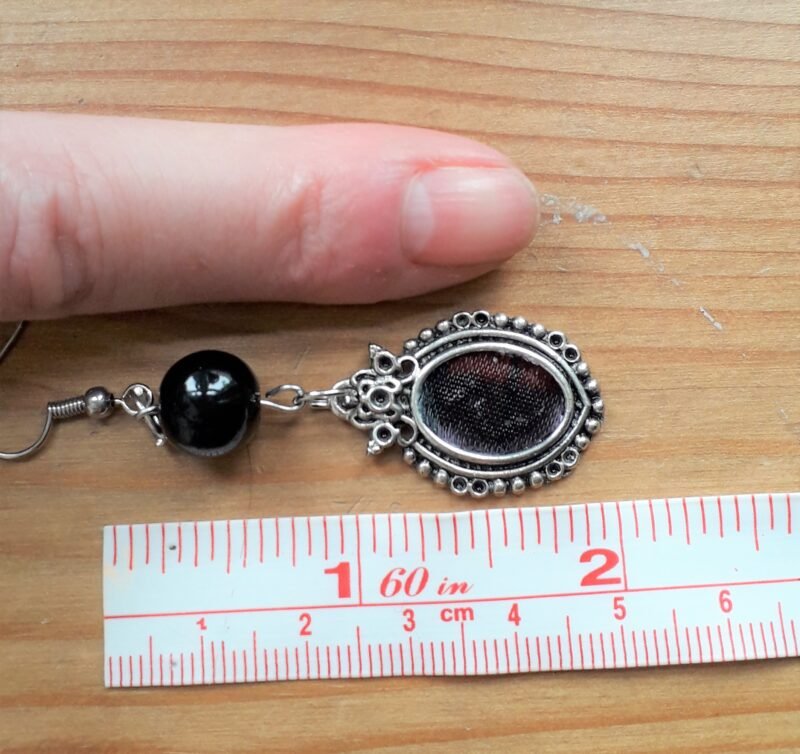 Antique Style Earrings with Tartan Inlay and Coordinating Bead Accent