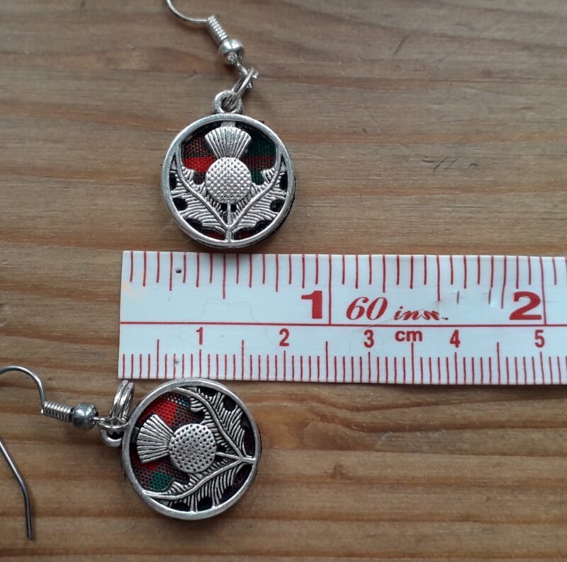 Tartan Necklace and Matching Thistle Earrings Set