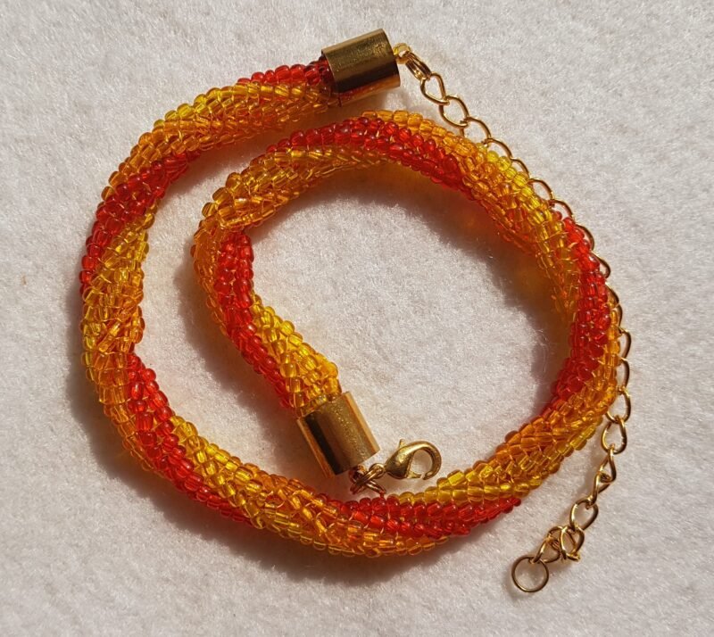 Orange, Red and Yellow Beaded Necklace