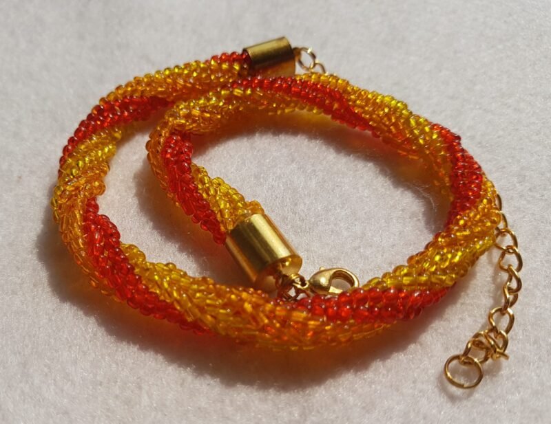 Orange, Red and Yellow Beaded Necklace