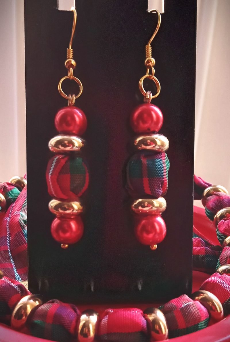 Tartan Bracelet, Necklace and Drop Earring Set